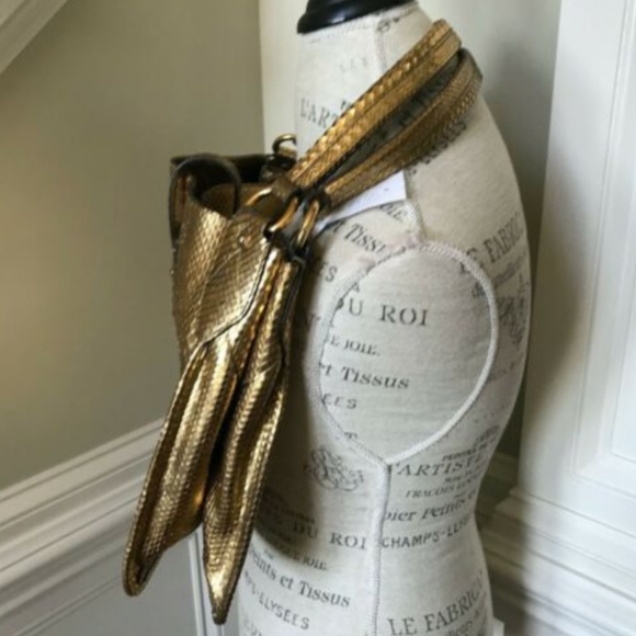 NWT Belstaff Satchel Shoulder Bag Purse Tote Gold - Picture 12 of 12